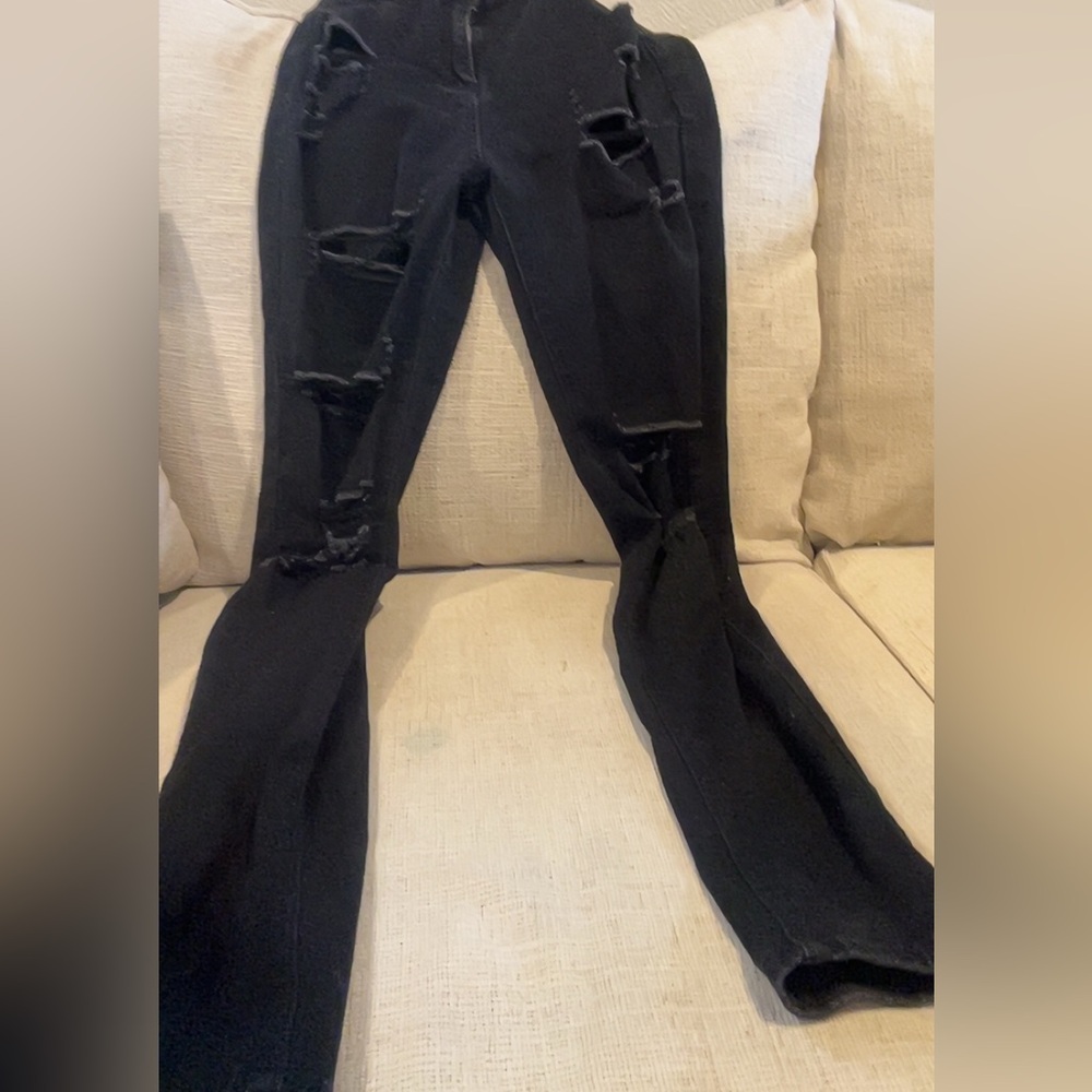 Distressed Black Women Jeans